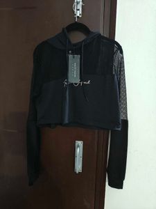 Cropped Mesh Hoodie