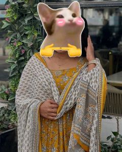 Yellow Printed Kurta Set with Dupatta