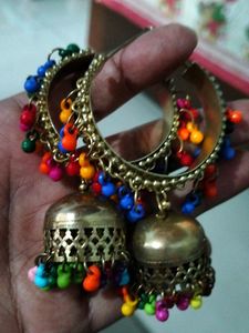 Big Size Golden Punjabi Earings Set