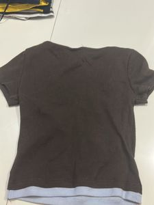 Ribbed Brown Layered Top