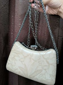 Elegant Embossed Clutch with Chain Strap