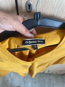Mustard Yellow V-Neck Ruched Tee