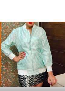 Fendi Faded FF Pattern Long Bomber Jacket