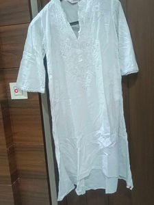 biba Elegant White Chikankari Kurta