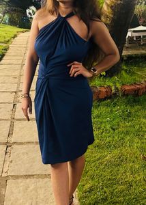 Navy Halter Neck Bodycon Dress