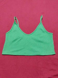 Shein Green Ribbed Crop Top
