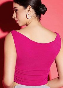 Hot Pink Cowl Neck Tank Top