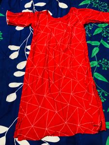 Red Geometric Print Kurta