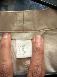 H&amp;M Beige Button-Up Midi Dress