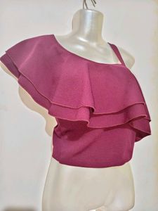 Chic Ruffled One-Shoulder Top 30"-34" Size S-M