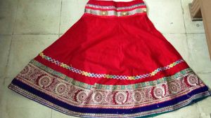 Rajputani Red Embroidered Ethnic Skirt