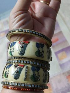 Set of Ethnic Bangles with Hand-Painted Design
