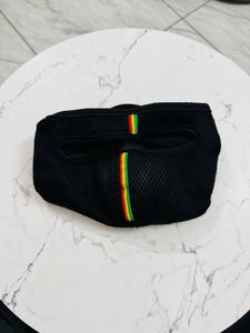 Stylish Black Face Mask with Rasta Stripes