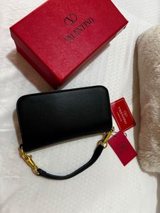 Valentino Black Handbag with Crystal Logo