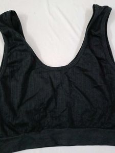 V Neck Soft Black Sports Bra