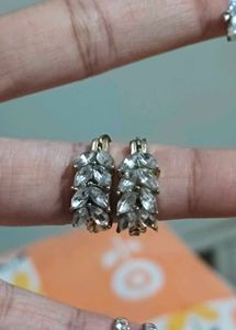 Savana Elegant Crystal Leaf Hoop Earrings
