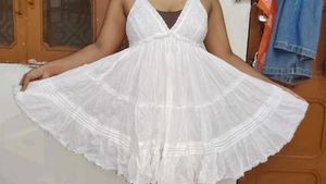 Boho White Tiered Mini Dress