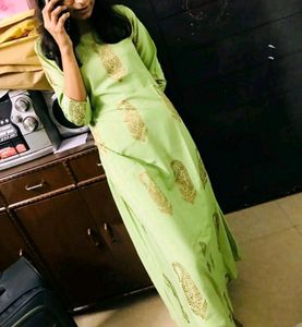 Lime Green Printed Kurti