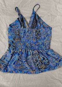 Bohemian Blue Print Peplum Top