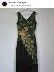 Sparkling Peacock Flapper Dress