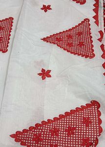20)Fresh White Pure Cotton Saree
