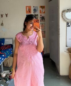 Beautiful Pink Chikankari Kurta