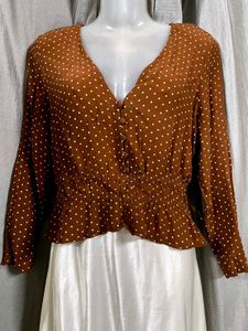 H&amp;M Polka Dot Long Sleeve Top