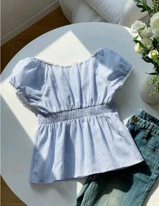 Chic Striped Puff Sleeve Top