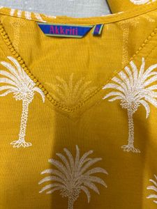 Yellow Palm Print Midi Dress
