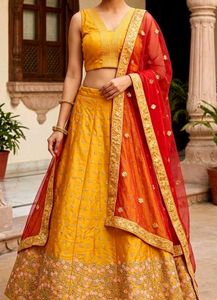 Sangeet Special Yellow Embroidered Lehenga Choli