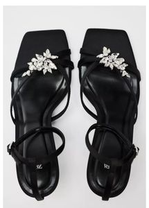 Zara Embellished Black Heeled Sandals