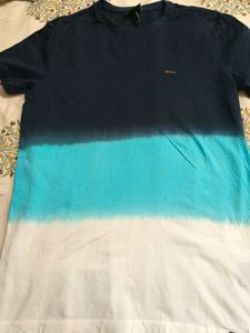 M size Men's Ombre Blue & White T-Shirt