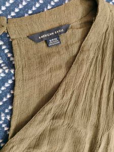 Olive Green Button-Front Dress