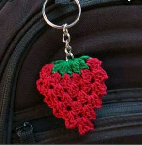 Crochet Strawberry Keychain