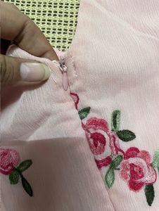 Pink Floral Embroidered Dress