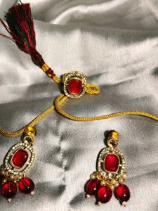 Red Kundan Choker Necklace Set