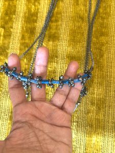 Layered Necklace with Blue Accents