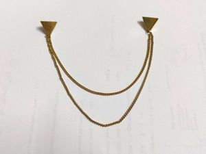 Gold Chain Collar Brooch with Triangle Design
