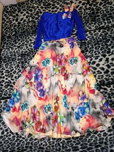Vibrant Floral lehenga choli with bow