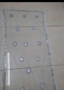 Embroidered Net Dupatta with Mirror Work