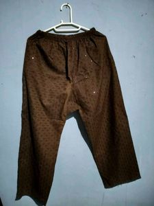 Brown Sequined Patterned Pants