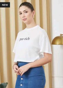 Shein Drop Shoulder Typographic Chest Print Crew T