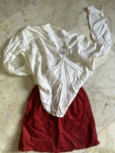 Uniqlo Red Corduroy Mini Skirt For Stylish Girls