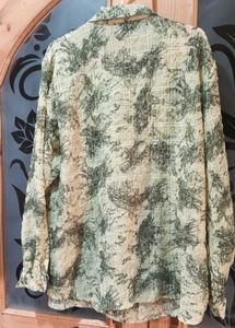 Patterned Olive Green Shirt