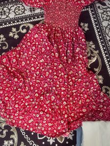 Red Floral Midi Dress