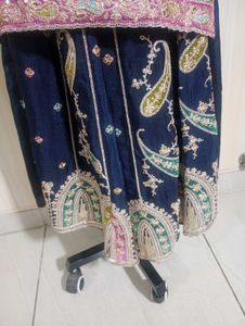Embroidered Navy Blue Kurta Set