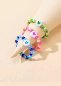 Cute Beaded Heart Rings (Set of 3)