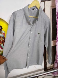 primium Lacoste Button-Down casual grey Shirt