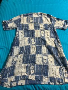 Blue &amp; White Block Print Dress