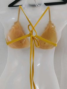 Yellow Crochet Bikini Top(L)